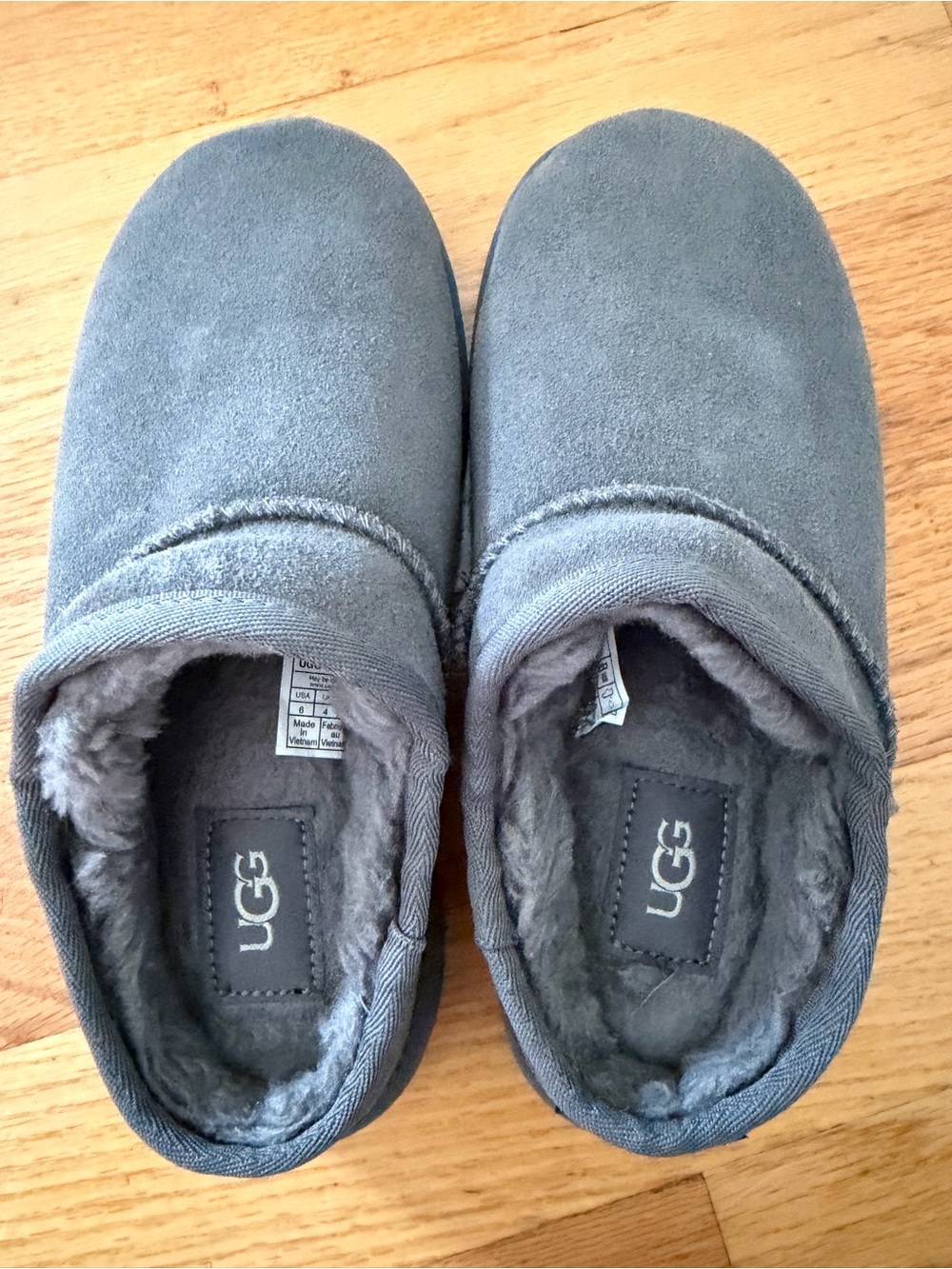 UGG Grey Shearling Clog Slippers